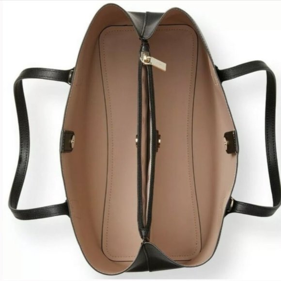 Kate Spade NWOT crossbody / satchel black leather with pink inside - Picture 3 of 8